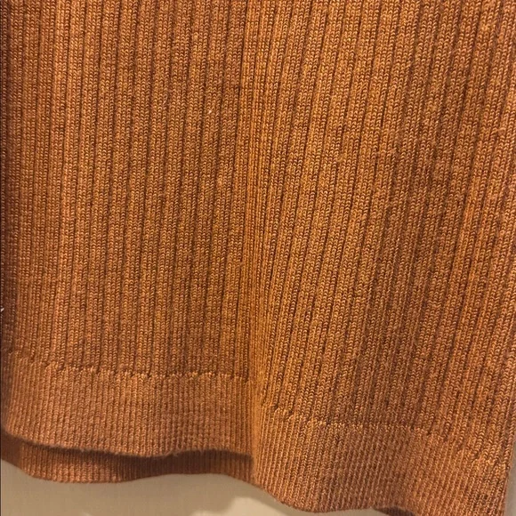 White House Black Market Copper Ribbed Long Sleeve Tight Knit Top Size Large - Picture 6 of 13